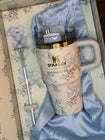 Stanley x LoveShackFancy Holiday Quencher H2.0 FlowState Tumbler – Rosa Beaux Blue – 20 oz (In Hand)