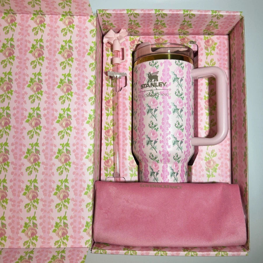 Stanley x LoveShackFancy Quencher H2.0 FlowState Tumbler – Blooming Heirloom Edition – 40 oz