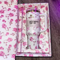 Stanley x LoveShackFancy Quencher H2.0 FlowState Tumbler 40oz – Holiday Rosa Beaux White – Gift Box – Free Shipping