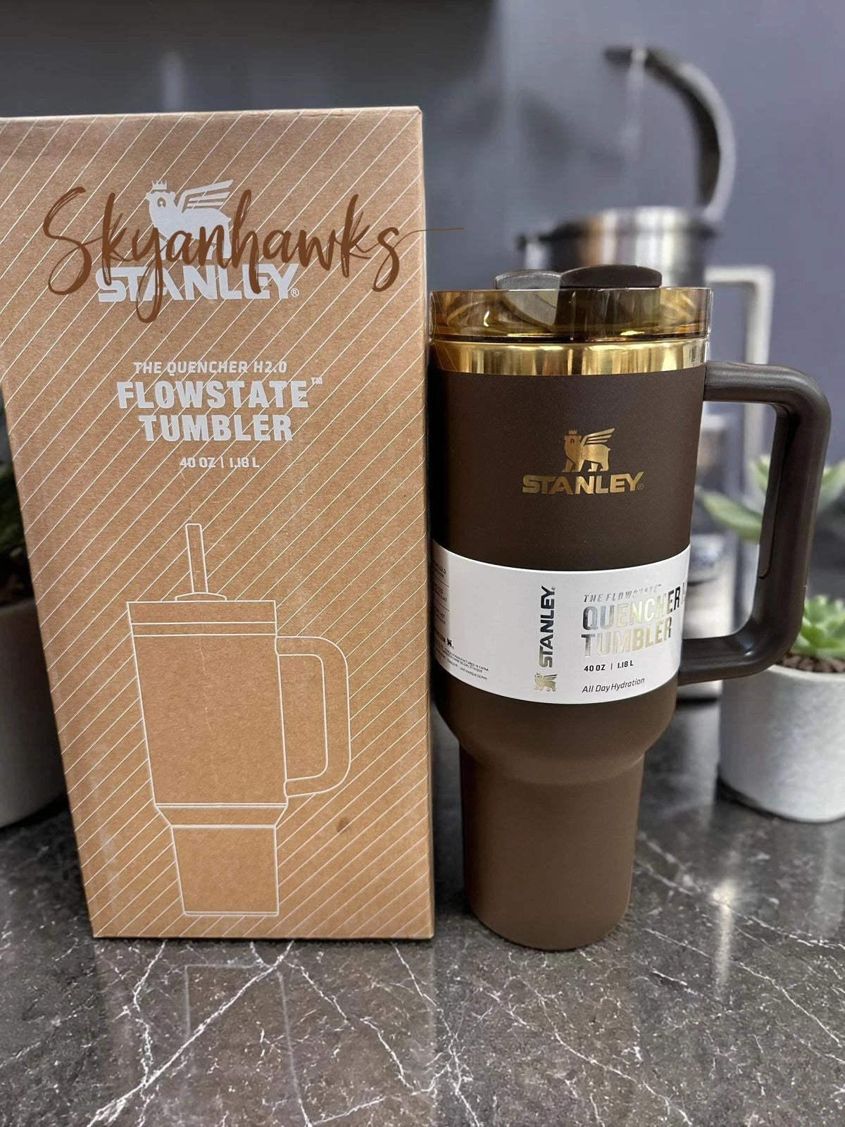 Stanley Chocolate Gold Quencher H2.0 FlowState 40oz Tumbler with Handle – Factory Sealed