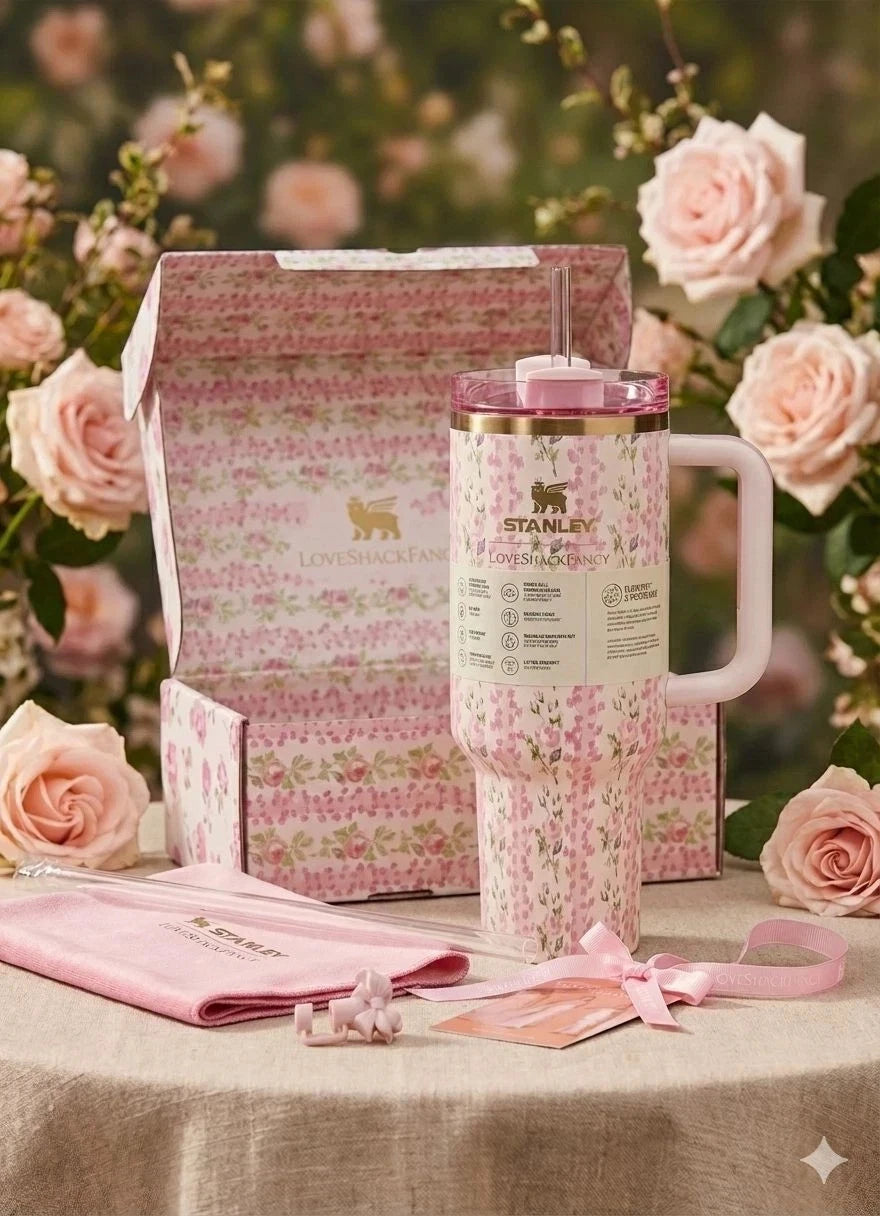 Stanley x LoveShackFancy Quencher H2.0 FlowState Tumbler – Blooming Heirloom Edition – 40 oz