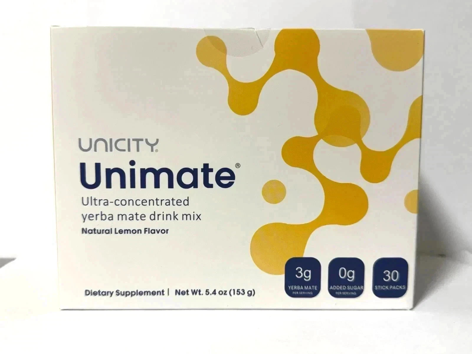 Unicity Unimate Lemon Flavor Energy Drink Mix | 30 Stick Packs | Yerba Mate Focus Supplement