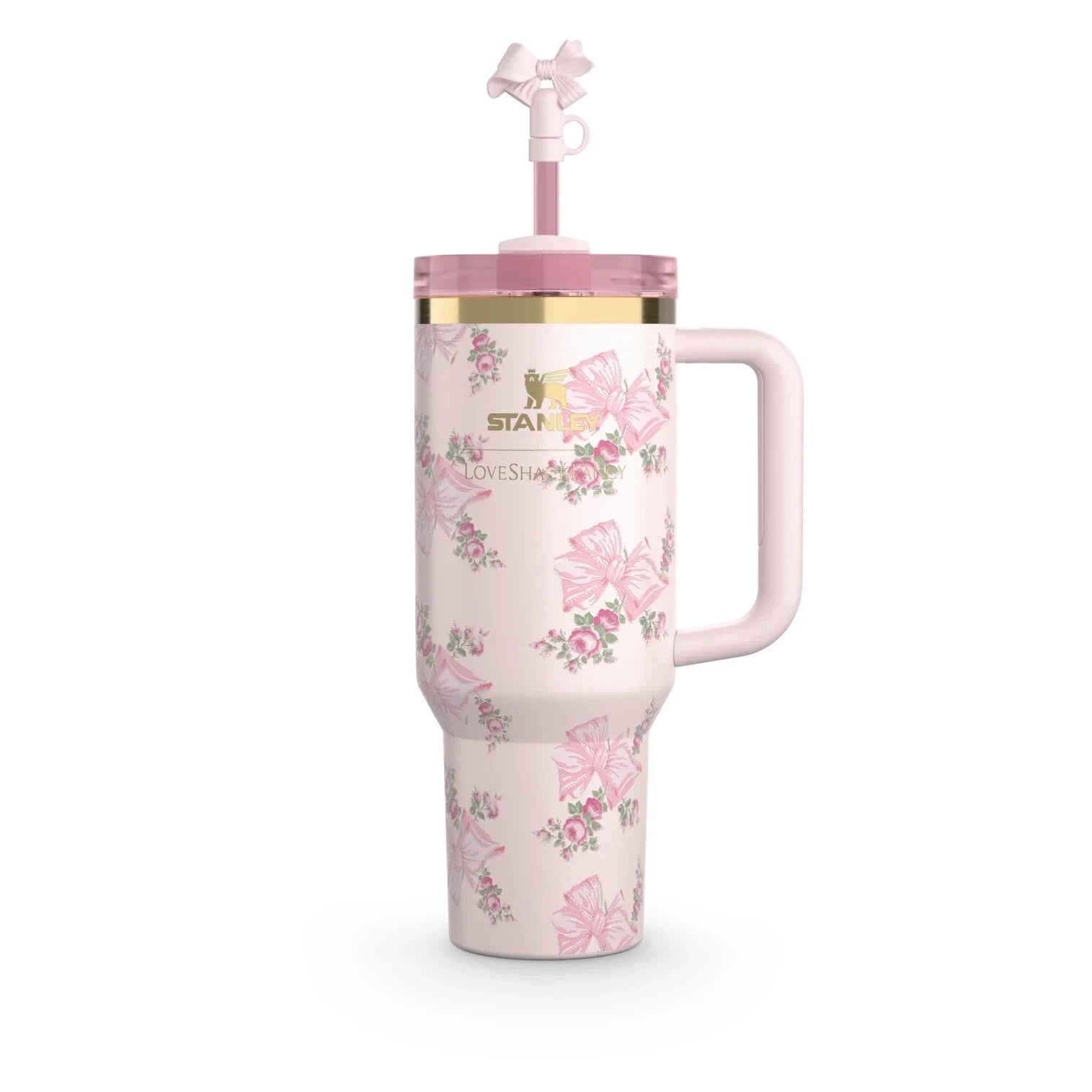 Stanley x LoveShackFancy Holiday Quencher H2.0 FlowState Tumbler – Rosa Beaux Pink – 40 oz