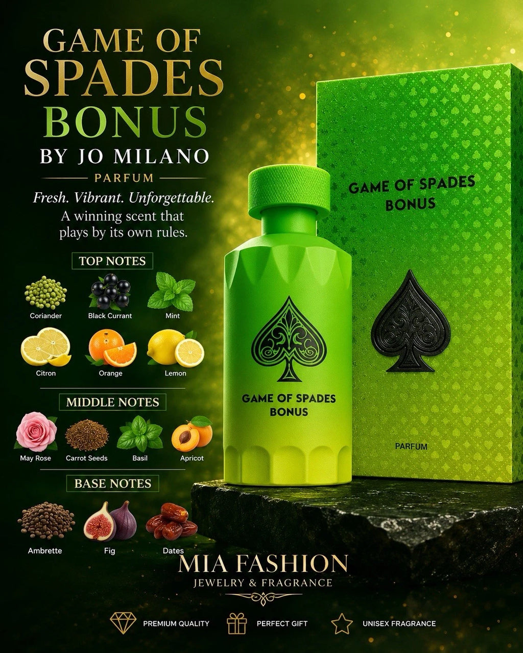 Jo Milano Game of Spades Bonus Parfum Spray – Unisex – 3.4 fl oz / 100ml